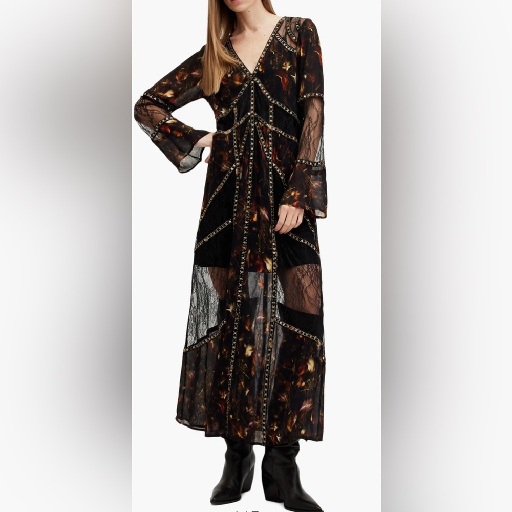ALLSAINTS Bryn Lace Embellished Maxi Dress